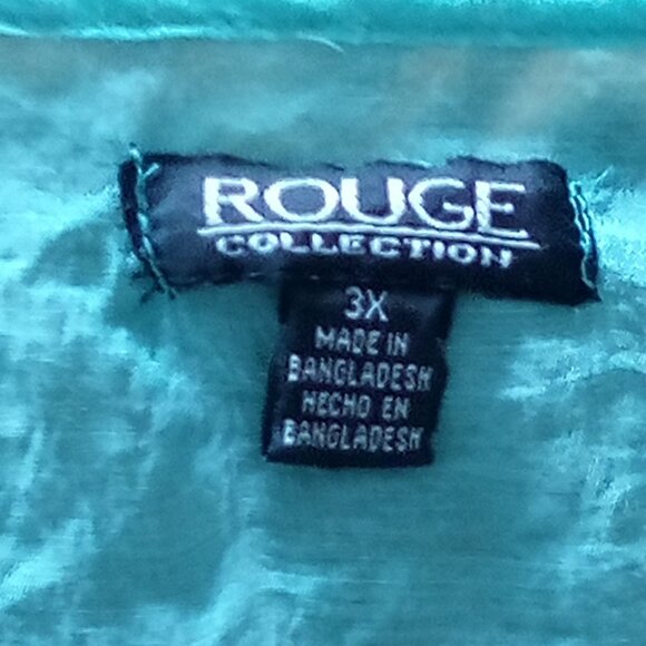 Womens Sheer Teal Cold Shoulder Blouse By Rouge Collection 3X Elastic Waistband - Picture 6 of 7